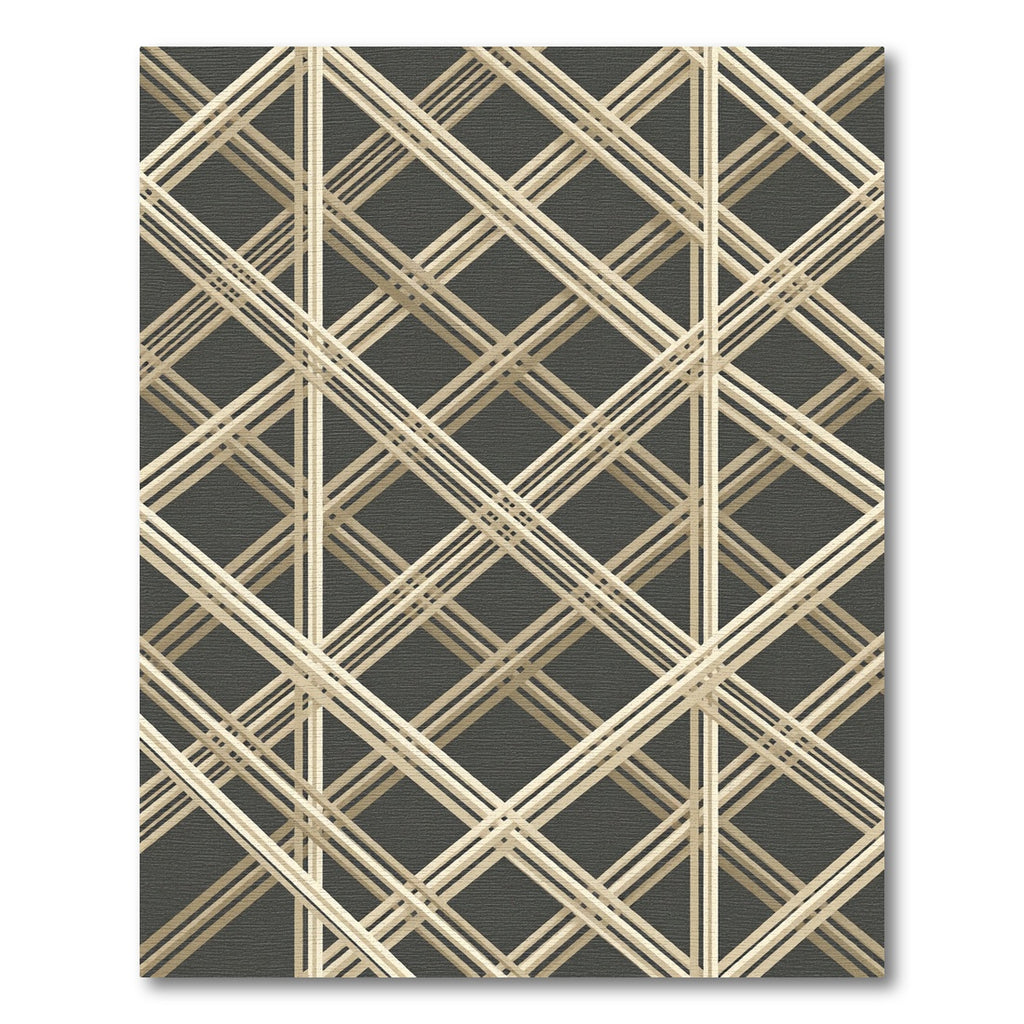 Modern Geometric Cream and Charcoal Grid Rug
