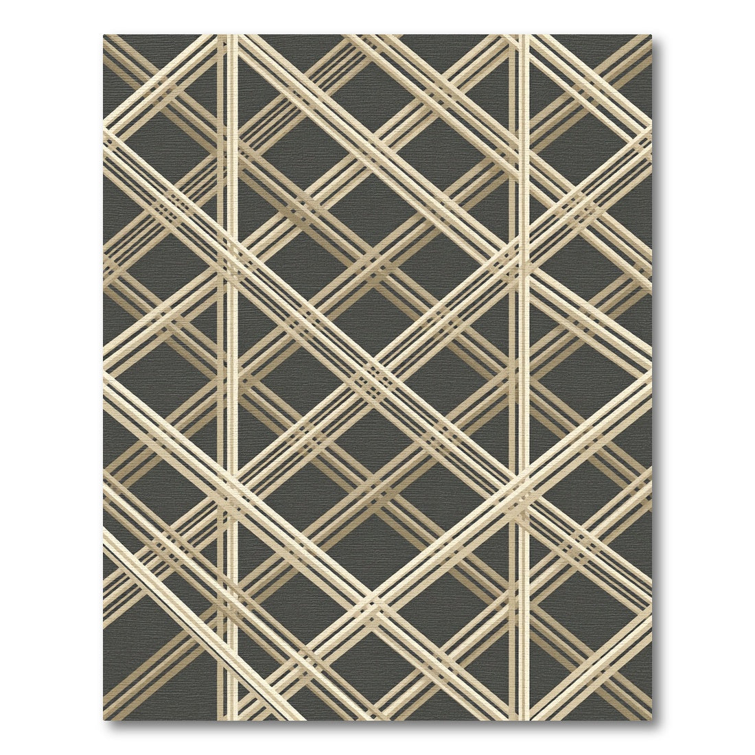 Modern Geometric Cream and Charcoal Grid Rug