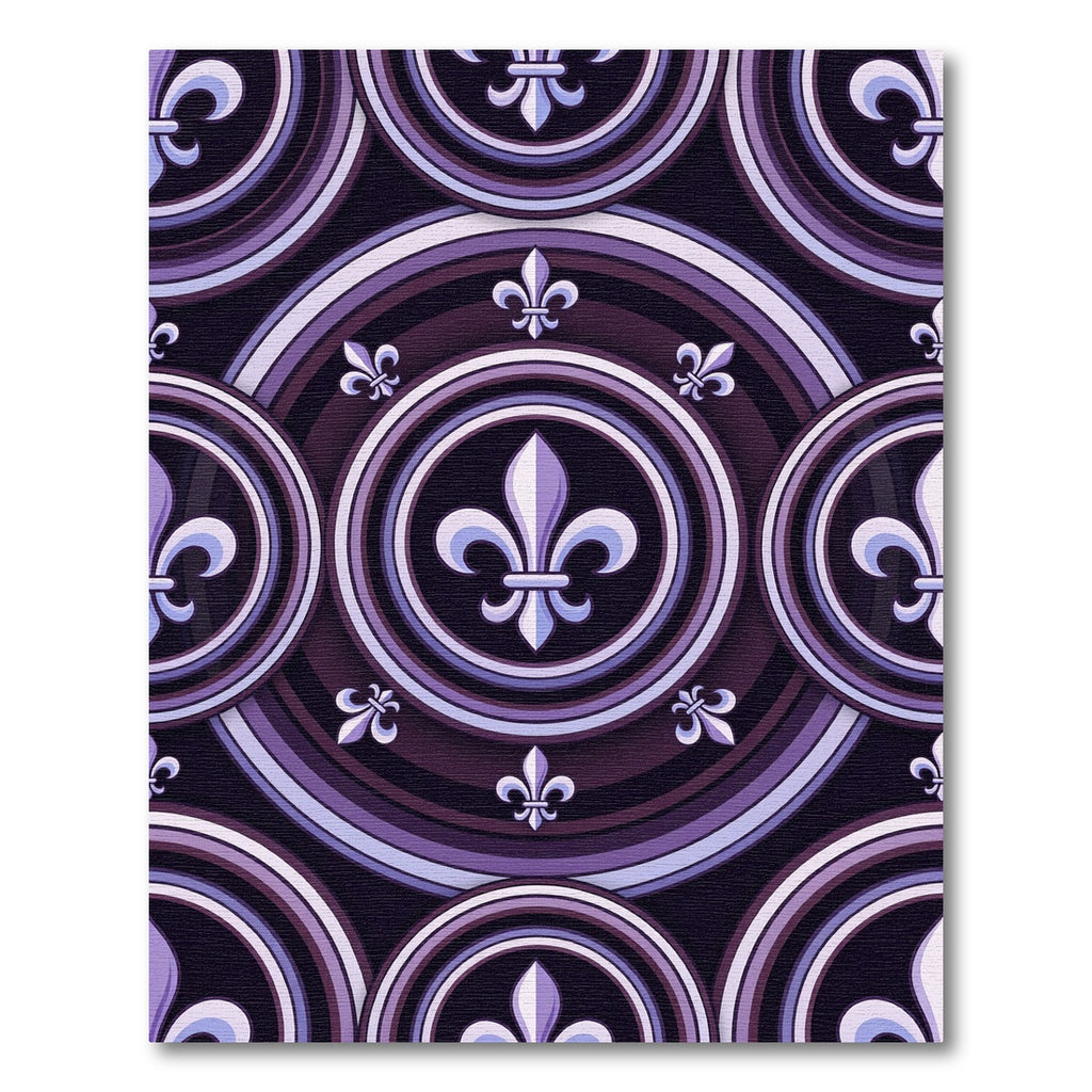 Royal Purple Fleur-de-lis Circular Medallion Rug