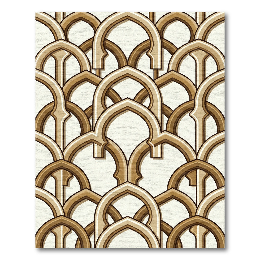 Warm Brown Geometric Interlocking Arches Rug