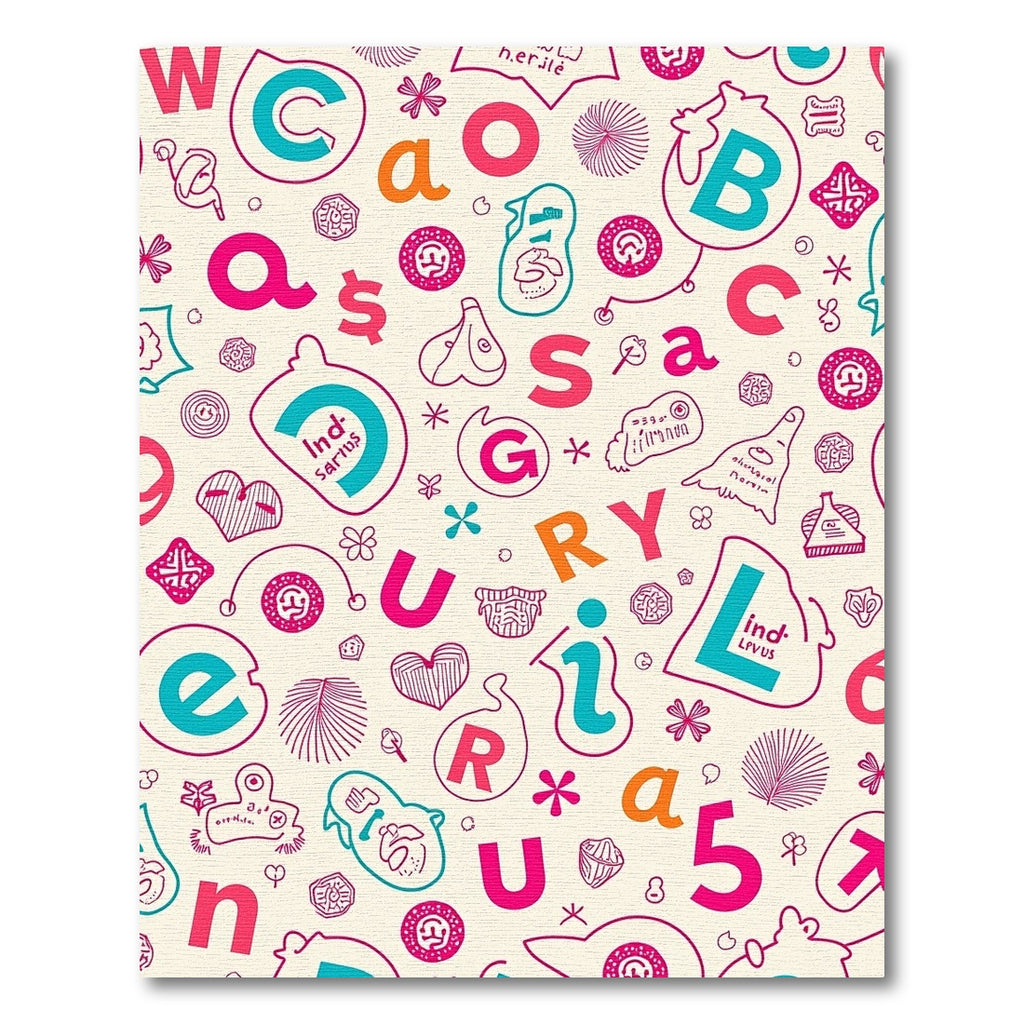 Vibrant Alphabet Playful Collage Rug