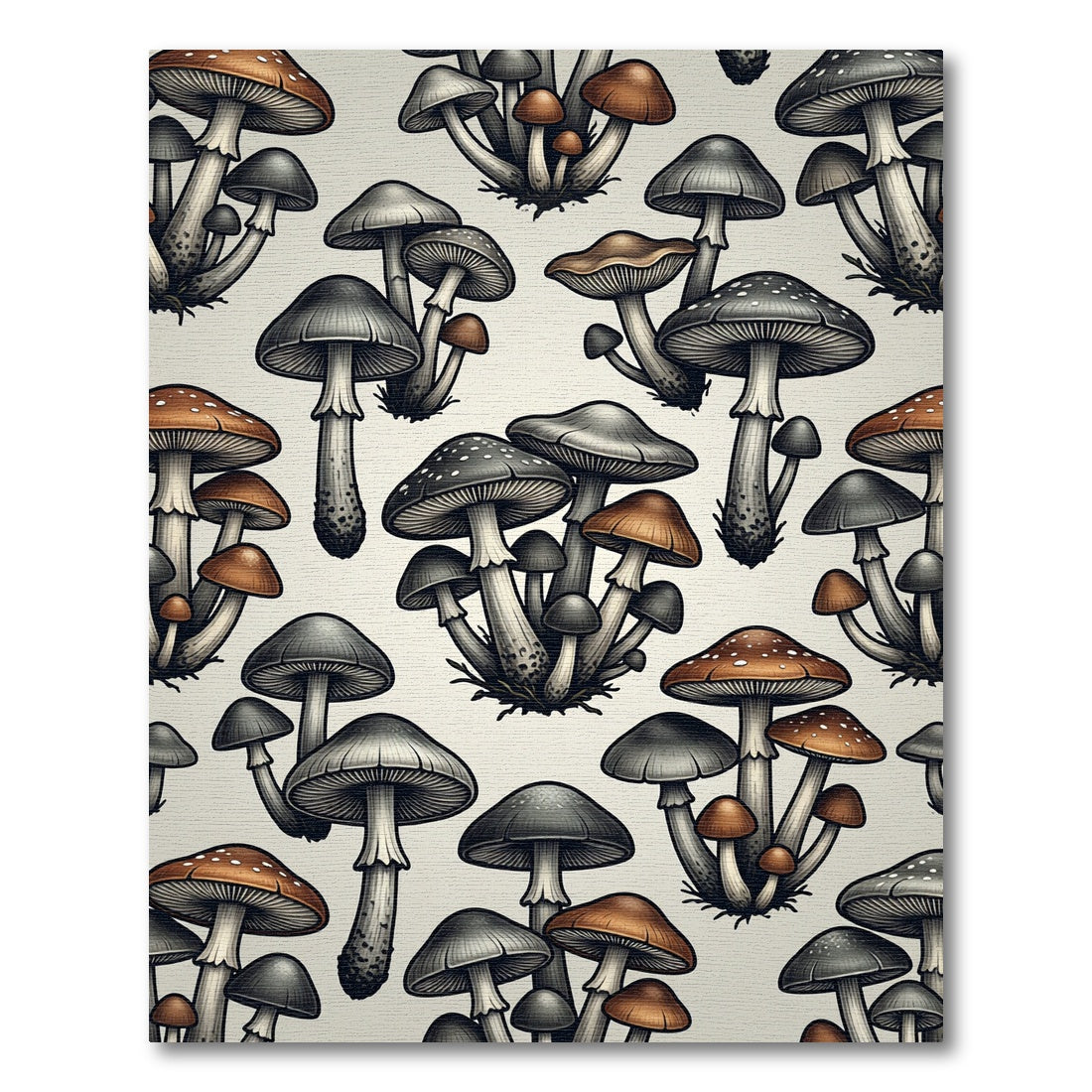 Whimsical Forest Mushroom Fungi Earth Tones Rug