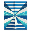 Abstract Blue White Water Stripes Rug