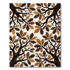 Dark Brown Oak Leaf Branches Rug