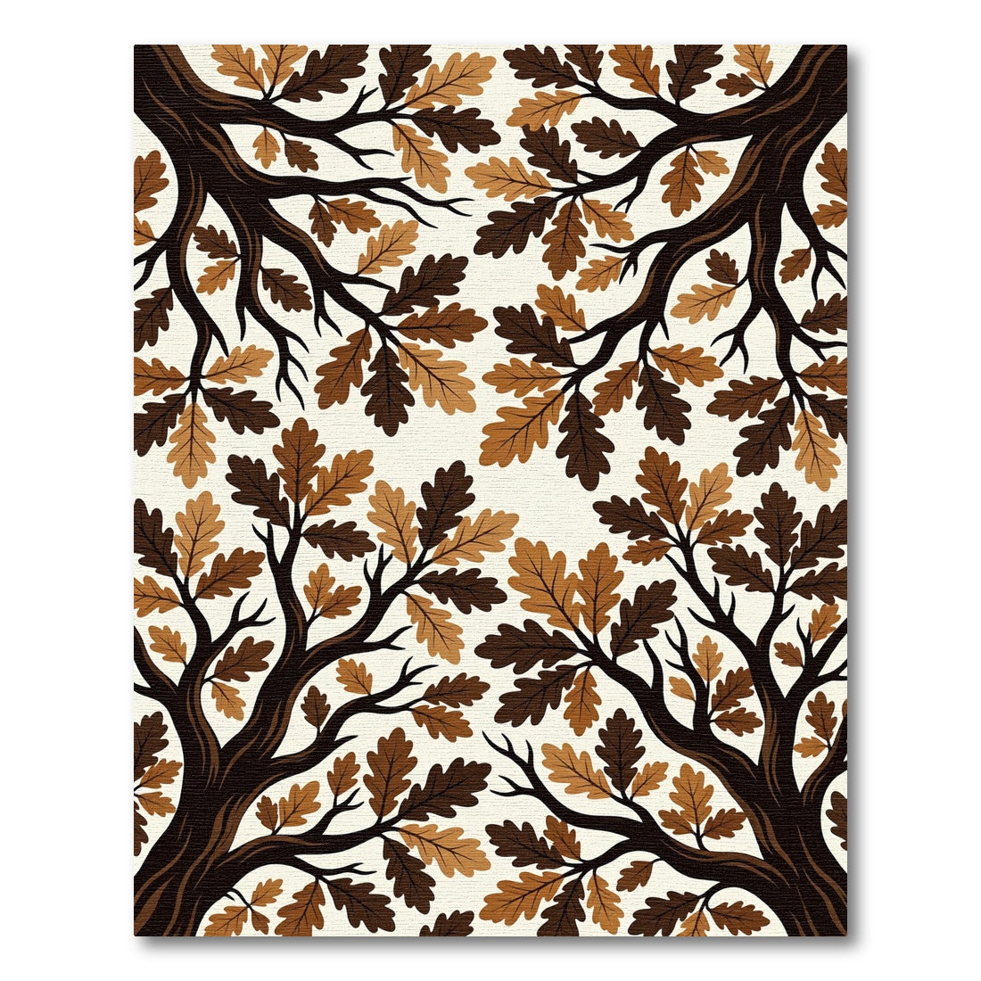 Dark Brown Oak Leaf Branches Rug