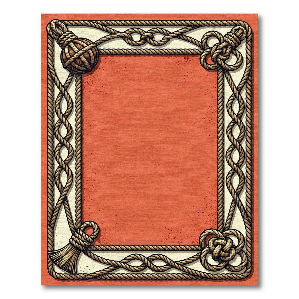 Nautical Rope Border Frame Coral Rug