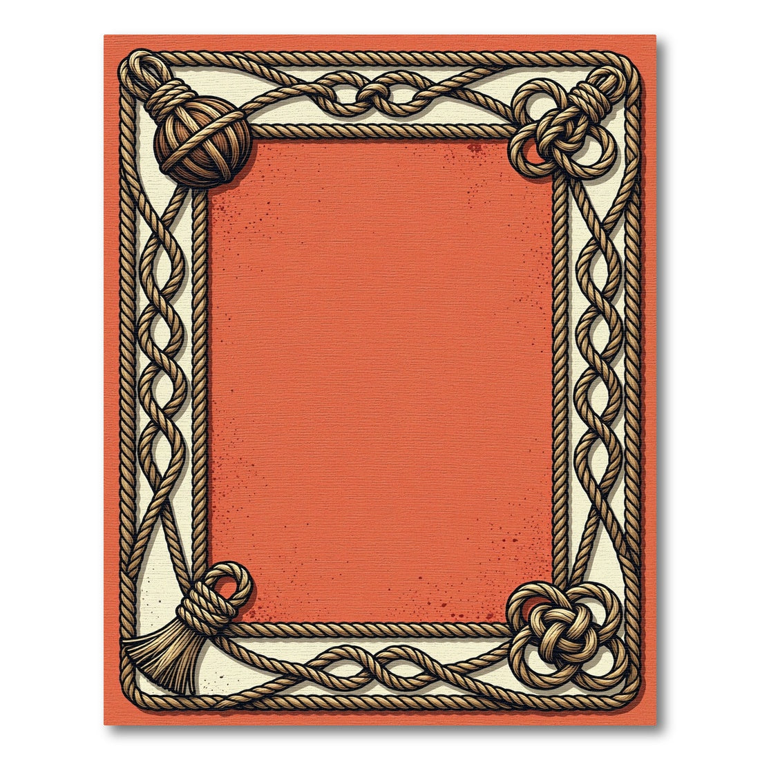 Nautical Rope Border Frame Coral Rug