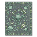 Green Seashell Floral Scrollwork Adornment Rug