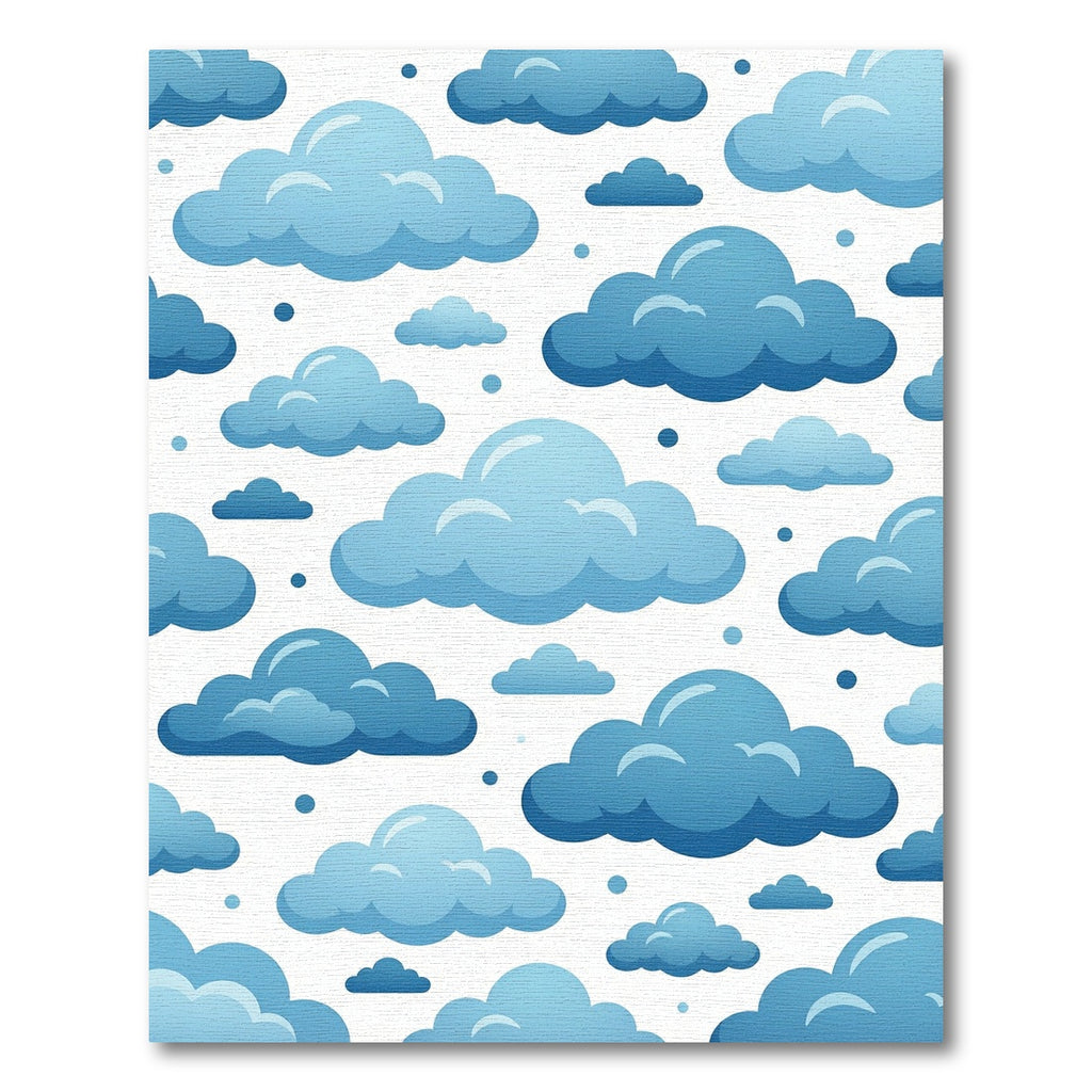 Playful Blue Floating Cloud Sky Rug