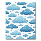 Playful Blue Floating Cloud Sky Rug