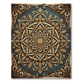 Golden Wheat Filigree Circular Medallion Rug