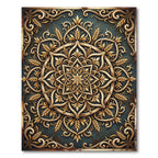 Golden Wheat Filigree Circular Medallion Rug