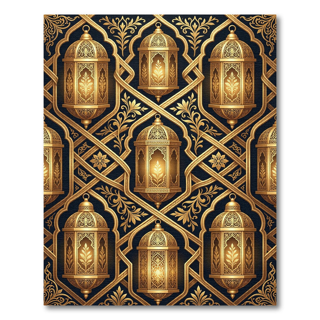 Golden Lantern Ornate Floral Lattice Rug