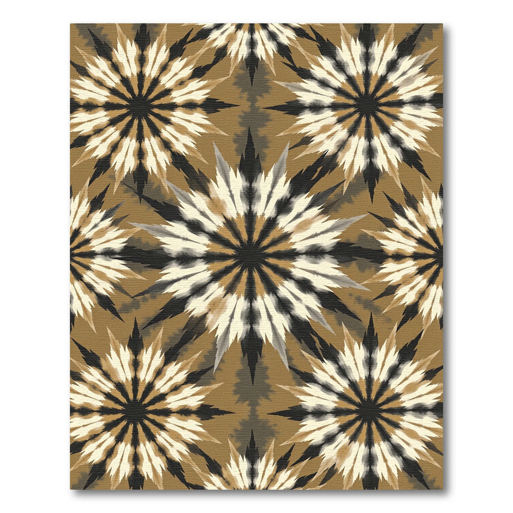 Earthy Ochre Starburst Abstract Medallion Rug