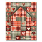 Rustic Red Plaid Heart House Rug