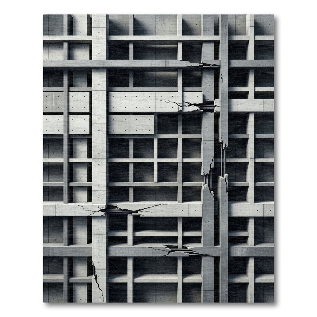Monochrome Brutalist Concrete Grid Architecture Rug