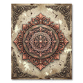 Ornate Antique Copper Damask Medallion Rug