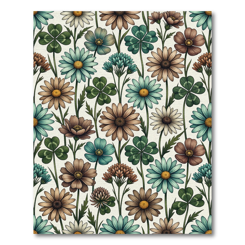 Pastel Botanical Clover and Daisy Meadow Rug