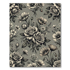 Monochromatic Floral Rose Poppy Arrangement Rug