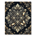 Ornate Gold and Silver Damask Medallion Rug