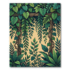 Lush Green Tropical Foliage Arch Rug