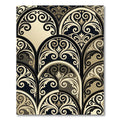 Elegant Black and Gold Damask Arch Rug