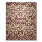 Elegant Pink Gold Floral Arabesque Rug