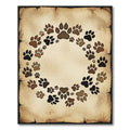 Rustic Earthy Paw Print Circular Border Rug