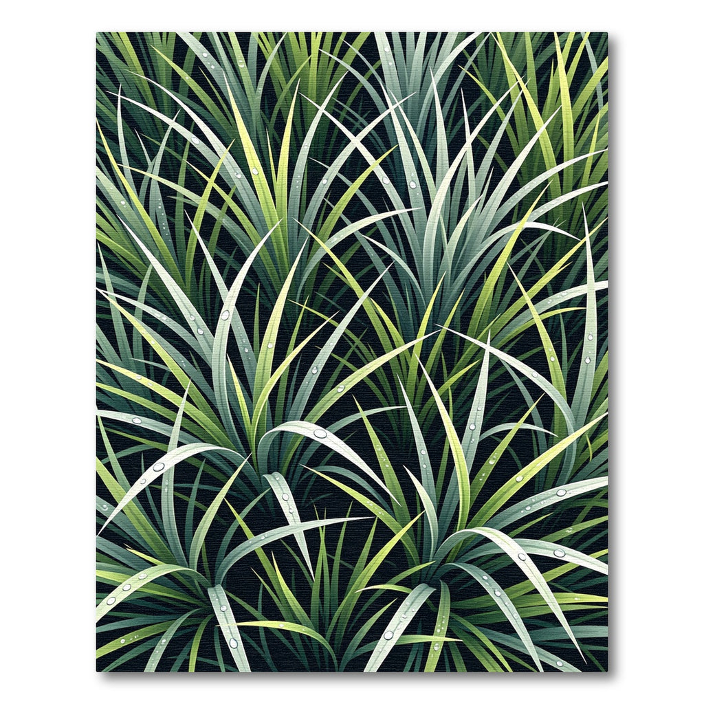 Lush Green Tropical Foliage Blade Rug