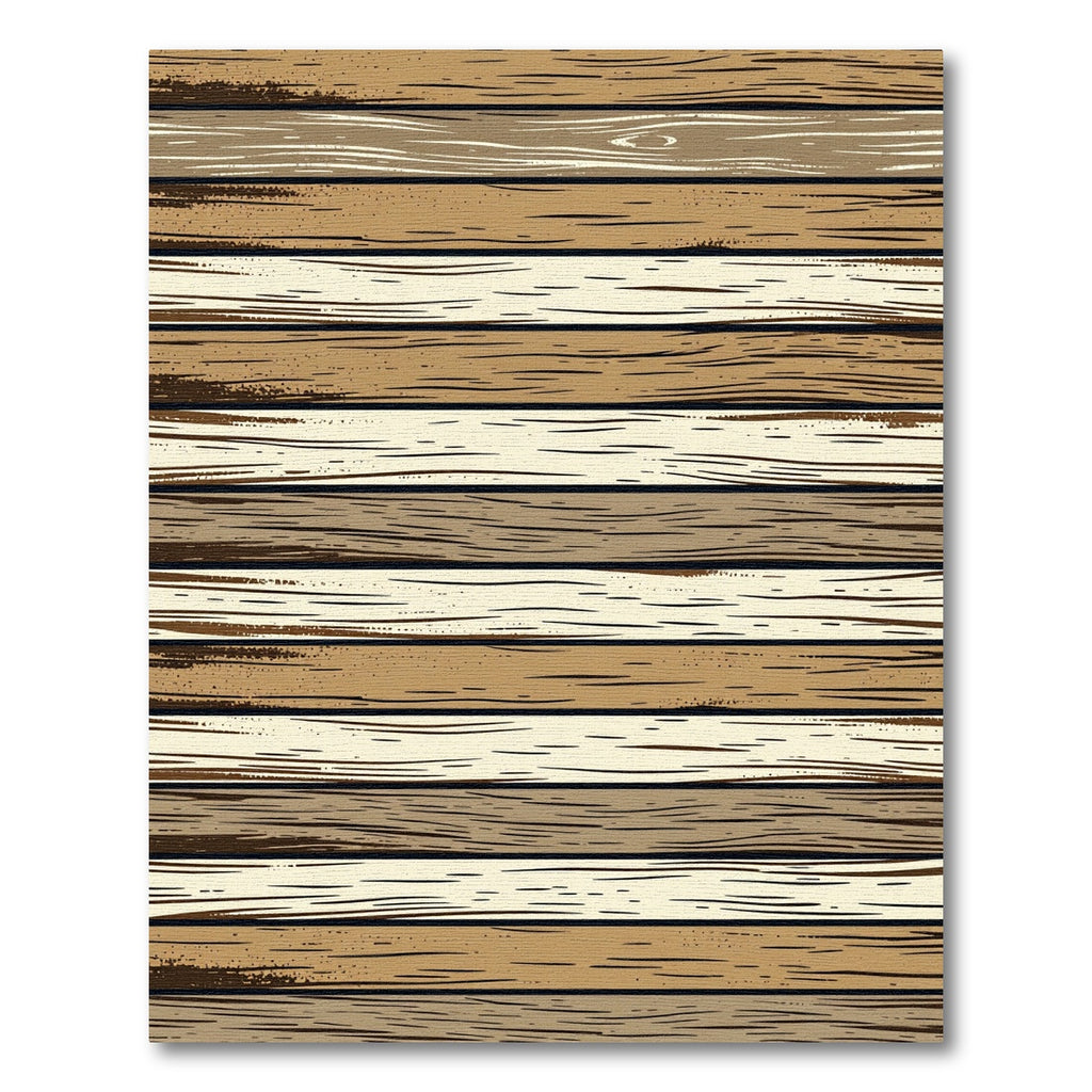Rustic Earthy Tone Horizontal Wood Plank Rug