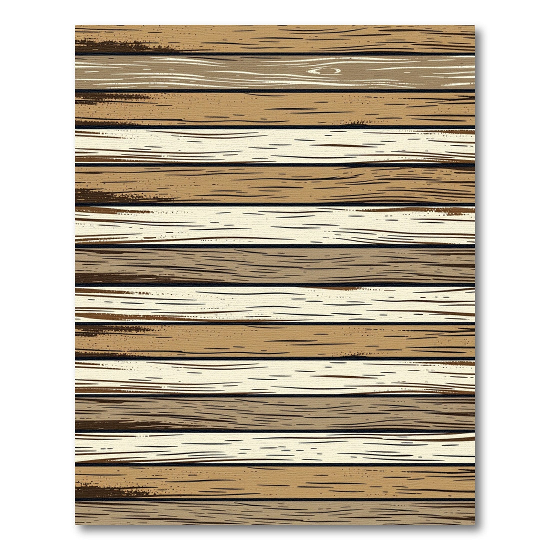 Rustic Earthy Tone Horizontal Wood Plank Rug