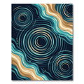 Modern Teal and Sand Abstract Ripple Rug