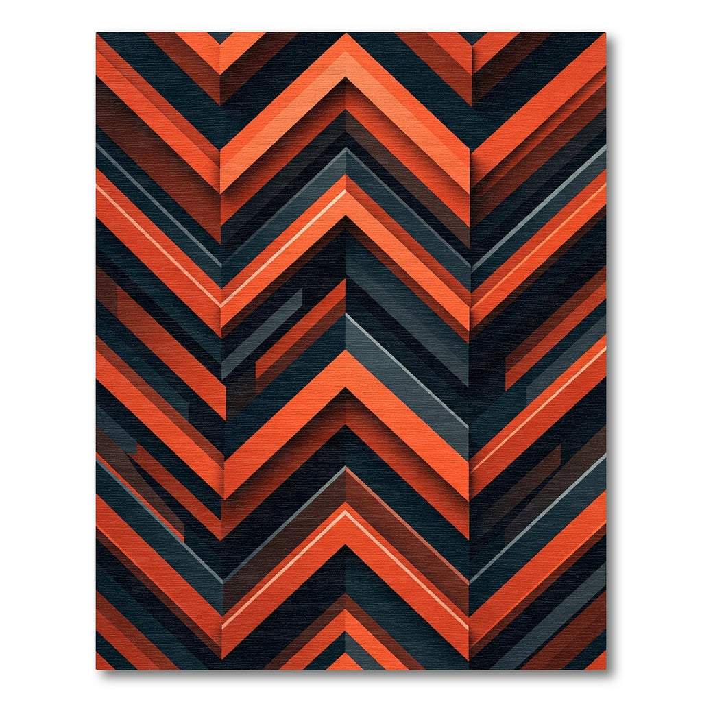 Modern Bold Orange Charcoal Chevron Rug