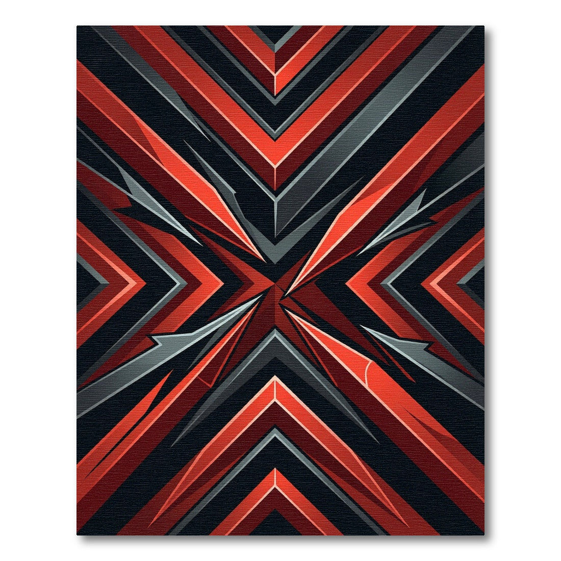 Radiant Crimson Black Abstract Geometric Rug