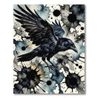 Dark Raven Watercolor Splatter Rug