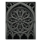Gothic Monochrome Architectural Rose Circular Rug