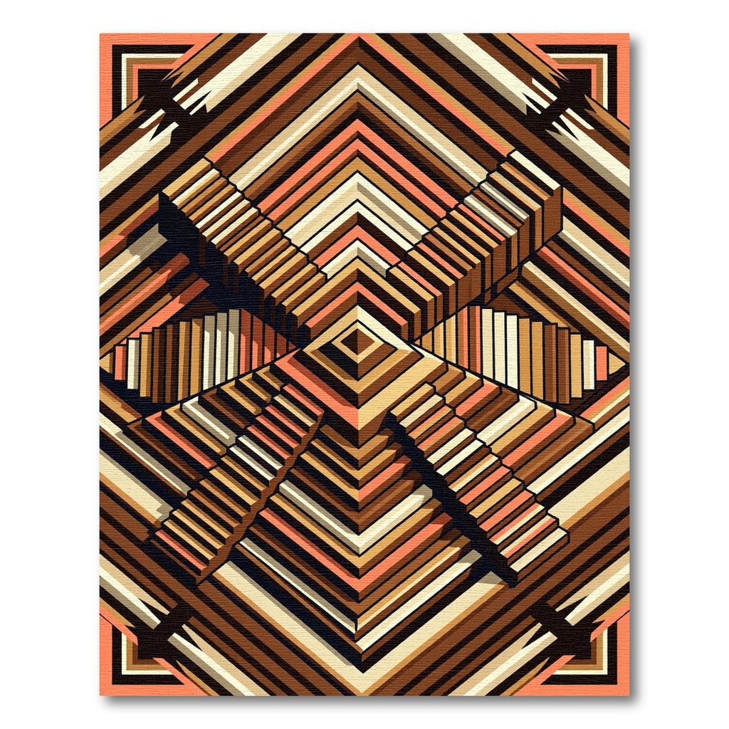 Modern Geometric Staircase Illusion Rug