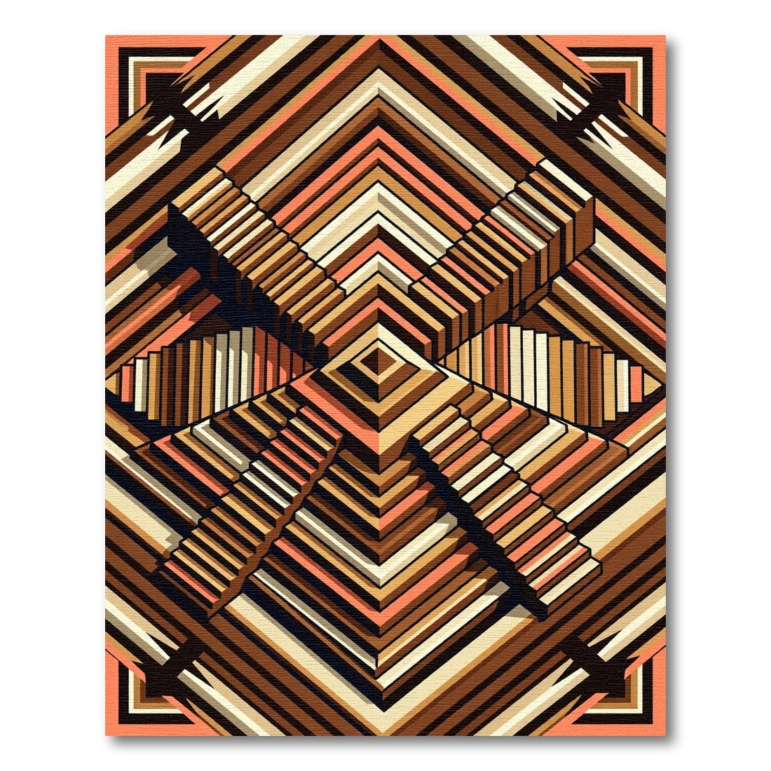 Modern Geometric Staircase Illusion Rug
