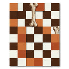 Brown White Orange Bone Checkerboard Rug