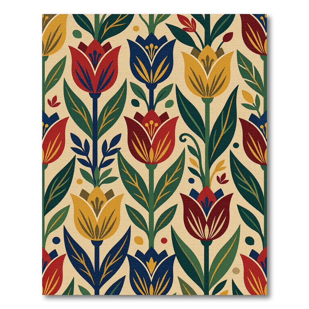 Folk Botanical Tulip Cream Floral Rug