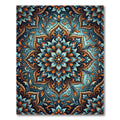 Teal and Amber Ornate Floral Medallion Rug