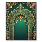 Emerald Gold Ornate Arch Foliage Rug