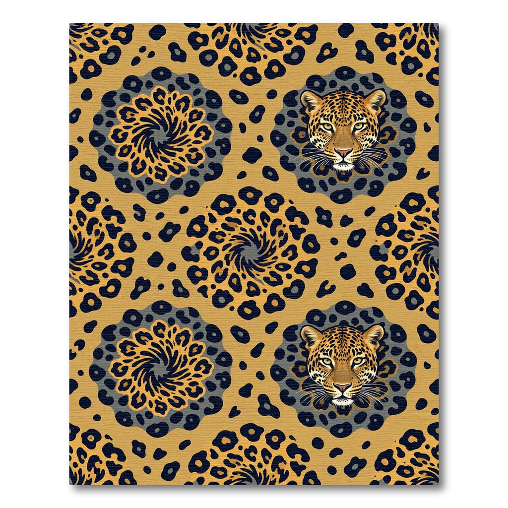 Bold Leopard Head Swirl Medallion Rug