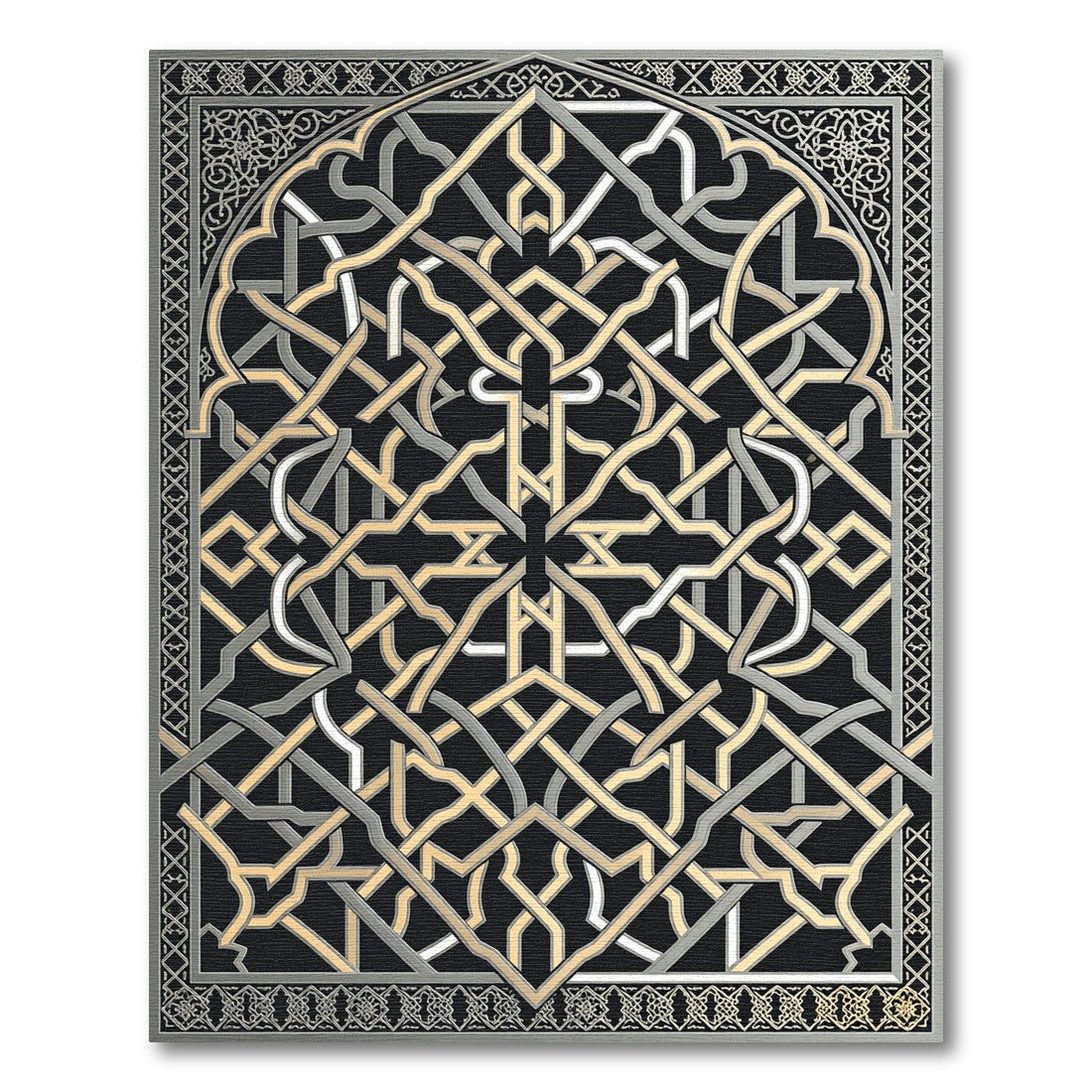 Interlocking Golden Geometric Arch Rug