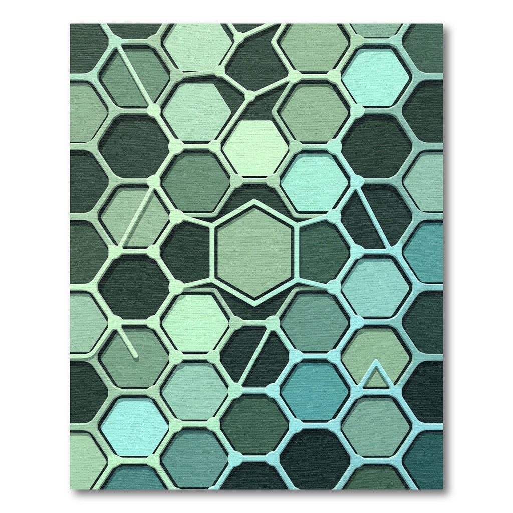 Earthy Green Hexagon Grid Rug