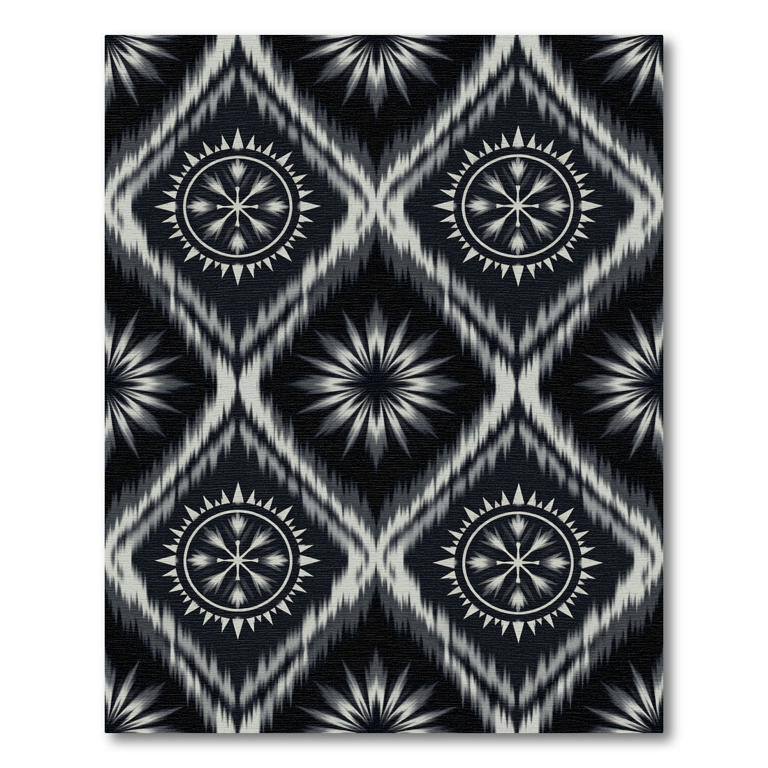 Monochromatic Ikat Sun Medallions Rug