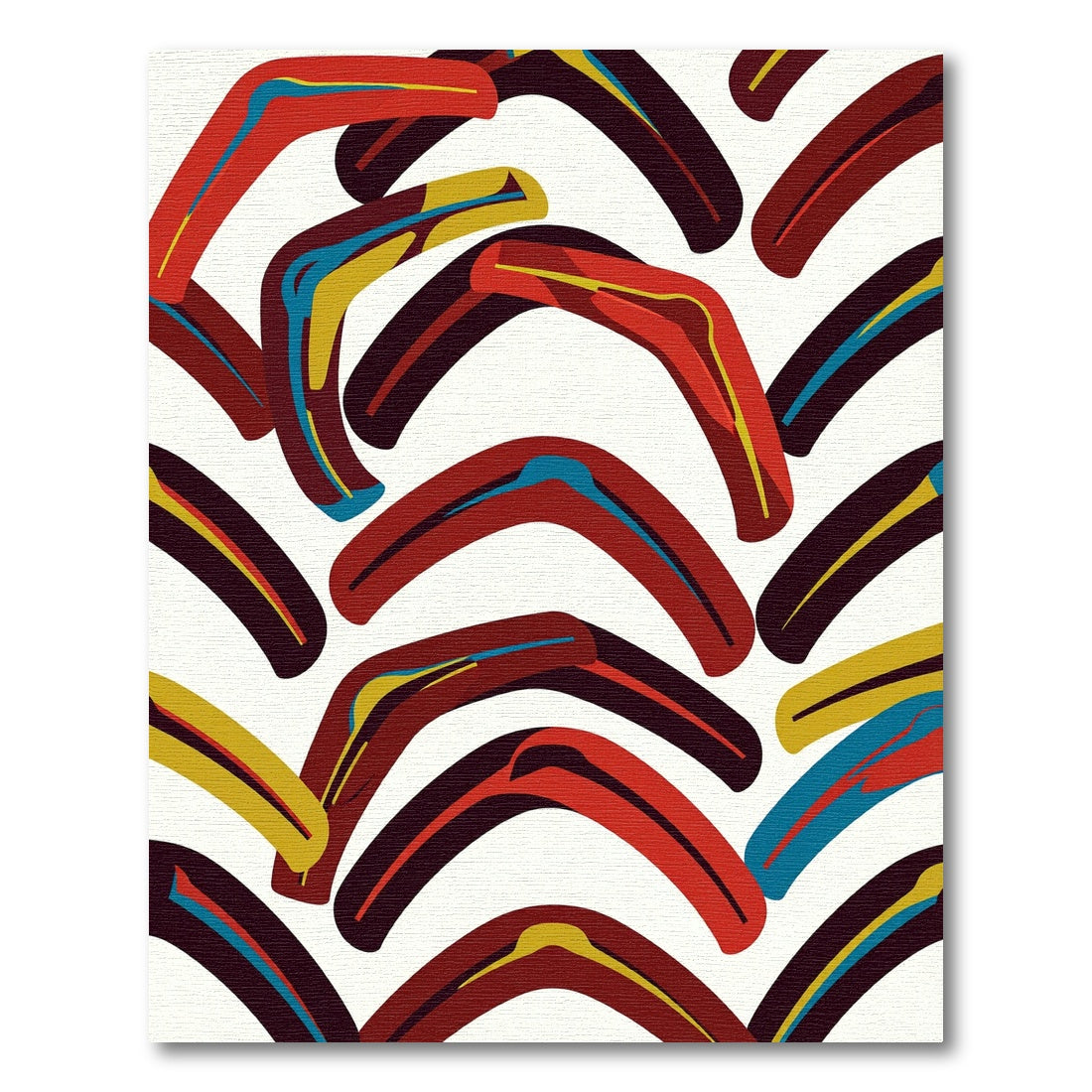 Bold Red Yellow Boomerang Composition Rug