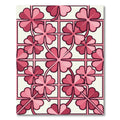 Pink Clover Grid Floral Art Rug