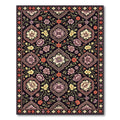 Ornate Floral Medallion Violet Yellow Rug