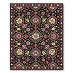 Ornate Floral Medallion Violet Yellow Rug
